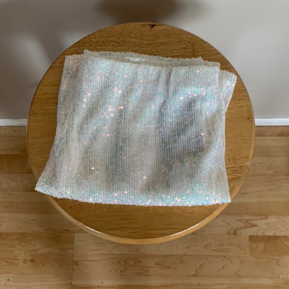 white sequin skirt